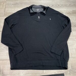 Polo Ralph Lauren Sweatshirt Mens 3XLT Black Quarter Zip Pullover Logo Big Tall